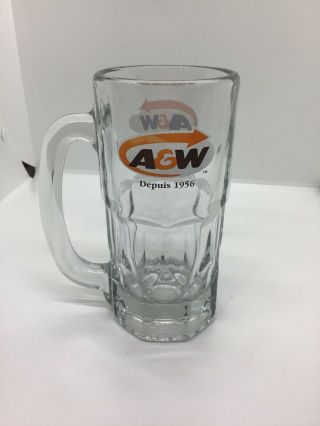 A&w Root Beer - Clear Glass Mug - Heavy Mug - Since 1956 - 7” Tall