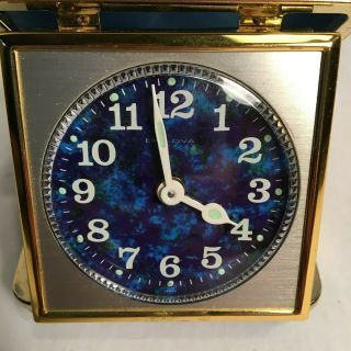 Vintage Bulova Folding Travel Alarm Clock W/ Box Glow In Dark Hands