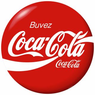Drink Coca - Cola Red Disc Decal 24 X 24 French Script Kitchen Decor Vintage Style