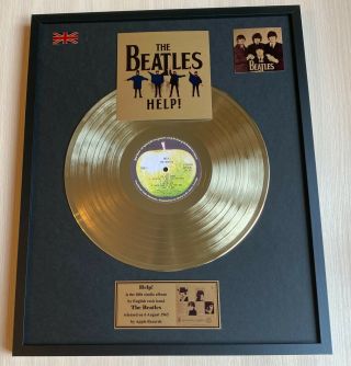 The Beatles Help Vinyl Gold Metallized Record Mounted In Frame