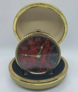 Vintage Seth Thomas Travel Alarm Clock In Case Made In Germany
