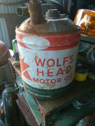 Wolfs Head 5 Gal Motor Oil Can