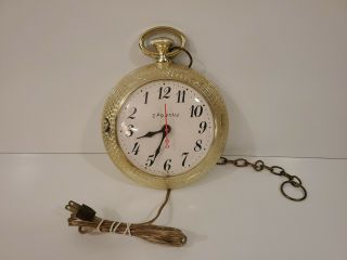 Vintage Spartus Runs Backwards Pocket Watch Electric Wall Clock Model 526