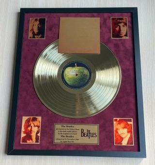The Beatles The Beatles 1968 Vinyl Gold Metallized Record Mounted In Frame