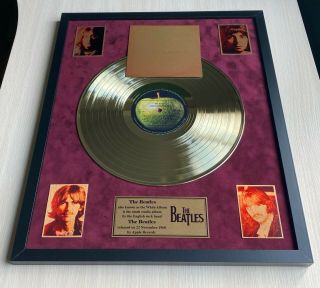 The Beatles The Beatles 1968 Vinyl Gold Metallized Record Mounted In Frame 2