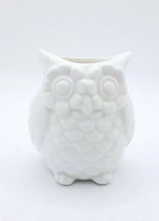Porcelain Mini White Owl Toothpick Holder Bird Owls