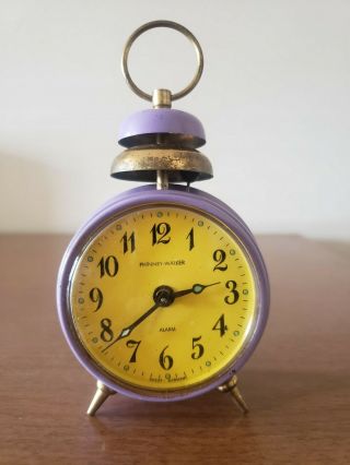 Phinney Walker Vintage Purple And Yellow Wind Up Alarm Clock