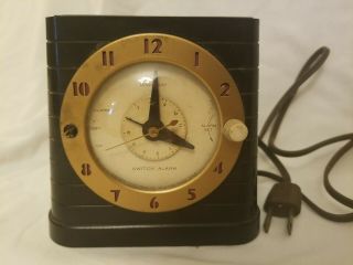 Telechron 8h61 Switch Alarm Art Deco Bakelite Clock Usa Made