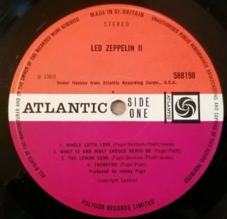 Led Zeppelin Lp 2 Same Uk Atlantic Plum Press A B2 Lemon Song Credit,