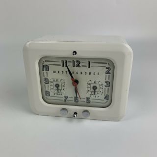 Vintage Art Deco Westinghouse Electric Clock Oven Timer Model Tc - 81 White
