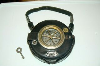 Vintage Detex Newman Leather Watchman Clock Security Guard Patrol Time Detector.