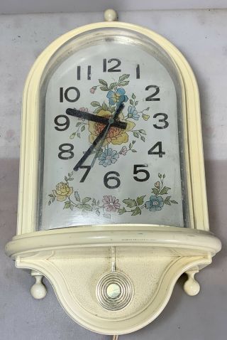 1960’s Vintage General Electric Ge Kitchen Floral Wall Clock Model 2185