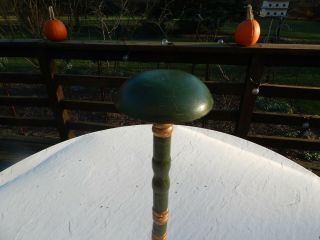 VINTAGE HAT WIG MILLINERY DISPLAY STAND - GREEN AND GOLD - TALL 2