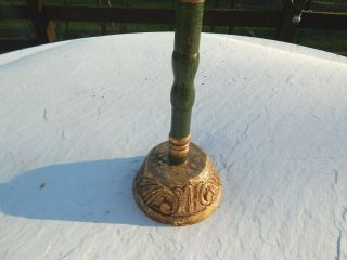 VINTAGE HAT WIG MILLINERY DISPLAY STAND - GREEN AND GOLD - TALL 3