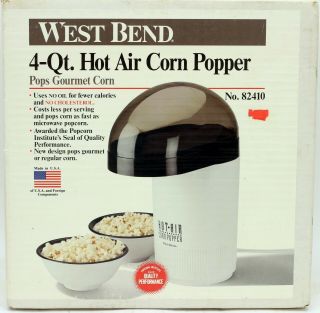 West Bend Hot Air Corn Popper Popcorn 4 Quart Made In Usa No.  82410 Coffee Bean