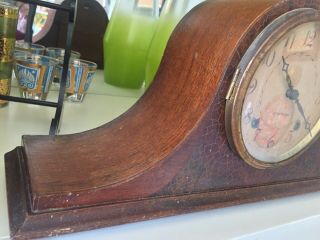 Vintage Seth Thomas Wood Staunton 2w Mantle Clock Usa A200 8 Day Chime 17.  5”w