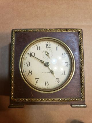 Vintage Seth Thomas Usa Severn Wind Up Alarm Clock Wood Case