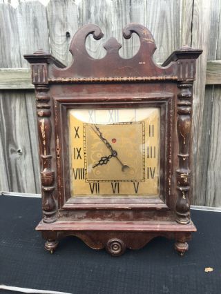 Vintage Non Nutone Telechron Motored Wall Clock Classic Wood Parts