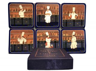 Williams Sonoma - Guy Buffet - Les Chefs Coasters - Set Of 6 - 2002