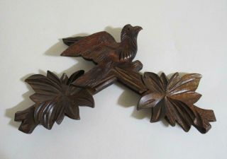 Black Forest Cuckoo Clock Wood Hand Carved Bird Top Crown Piece Part Only