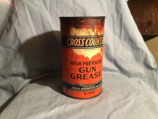 Vintage Cross Country High Pressure Gun Grease Sears Roebuck 5 Lb Tin Metal Can