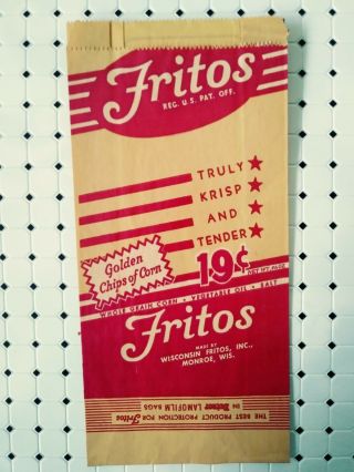 Vintage Fritos Corn Chip Betner Lamofilm Bag 1950s
