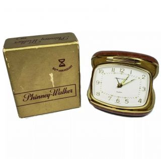 Vtg Phinney Walker Alarm Clock 50th Anniversary W Alligator Case And Box Germany