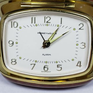 Vtg Phinney Walker Alarm Clock 50th Anniversary w Alligator Case and Box Germany 3