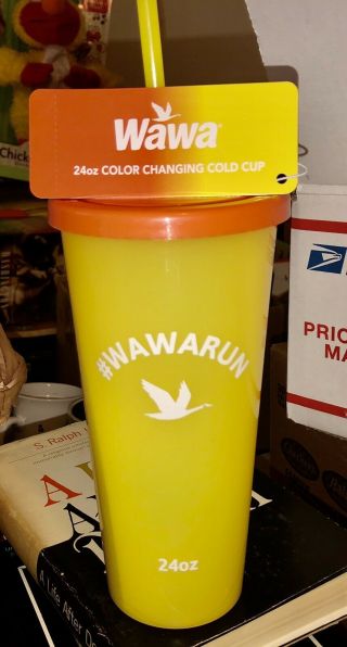 Limited Edition Wawa 24 Oz.  Color Changing Cup Orange Yellow