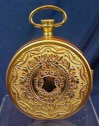 Vintage Bulova Travel Clock Alarm Pocket Watch Design Brass Gold Finish