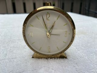 Vintage Mid Century Modern Seth Thomas Brass Wind Up Alarm Clock Germany