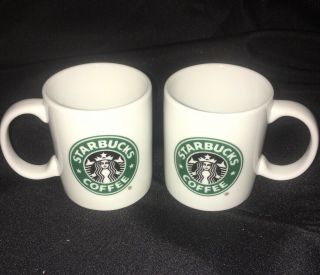 Set 2 Starbucks 9 Oz Coffee Mugs – White Ceramic Mug Classic Mermaid Logo 2005