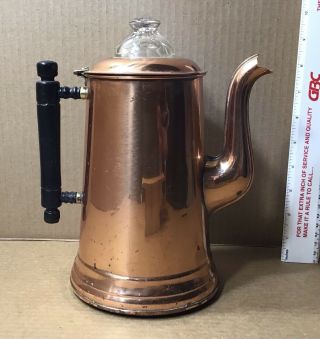 Antique Rochester Copper Stamped Coffee Pot with Wood Handle 2