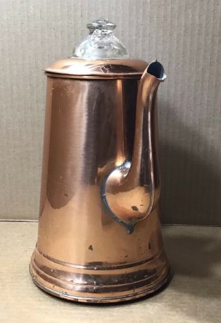 Antique Rochester Copper Stamped Coffee Pot with Wood Handle 3