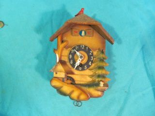 6 1/2 " Tall Vintage Cuckoo Clock With Birds