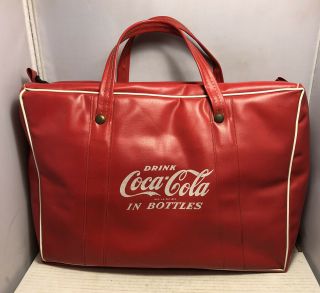 Vintage Vinyl Drink Coca Cola In Bottles Insulated Carry Bag Tote Picnic Cooler