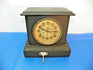 Vintage E.  Ingraham " Wizard " 8 - Day Clock 5 " Face W/key Parts Or Rehab Shop 5