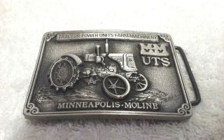 Vintage Spec Cast Pewter Belt Buckle Mm Minneapolis Moline Uts Tractor