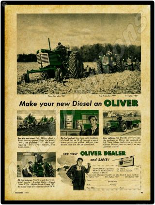Oliver Tractors Metal Sign: Models 88,  77,  & 66 W/ Plows Attached