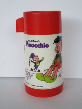 Vintage 1971 Aladdin Walt Disney Pinocchio Lunchbox Thermos (only) Vg Cond