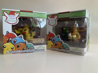 Pokemon Holiday: Pikachu And Eevee Bundle Figure By Funko Ready To Ship Asap