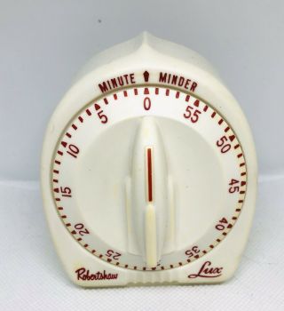 Vintage Lux Minute Minder “rare Red And White” Kitchen Timer Robertshaw