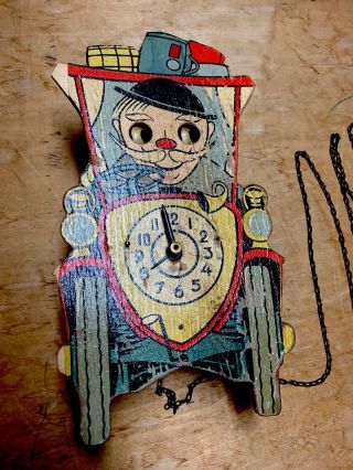 Vintage Helmut Kammerer German Cuckoo Clock Old Man/car Moving Eyes Parts