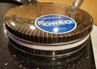 Vintage Collectible Round Nabisco Oreo Cookie Shaped Tin Empty