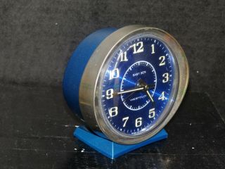 Vintage Baby Ben By Westclock Metallic Blue Wind Up Alarm Clock,  Great