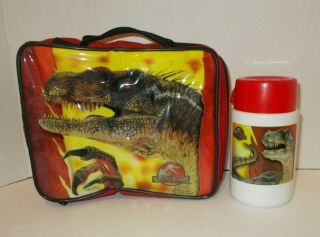 Vintage Jurassic Park Iii 3 Soft Side Plastic Lunch Box & Thermos