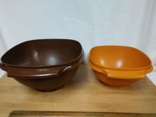 Vintage Tupperware Servalier Bowl 858 - 6 Brown And Orange Bowlno Lids