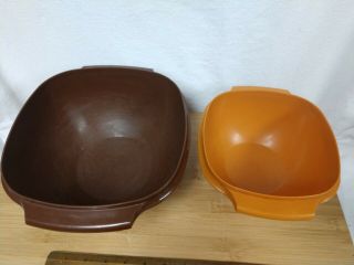 Vintage Tupperware Servalier Bowl 858 - 6 Brown AND ORANGE BOWLNo LidS 2