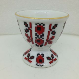 Vintage Edelstein Bavaria 137 Egg Cup Holder Made In Germany Porcelain Black Red
