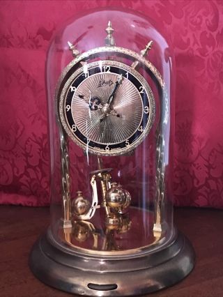 Vintage Mantel Clock Aug.  Schatz And Sohne 53 Germany Anniversary Glass Dome